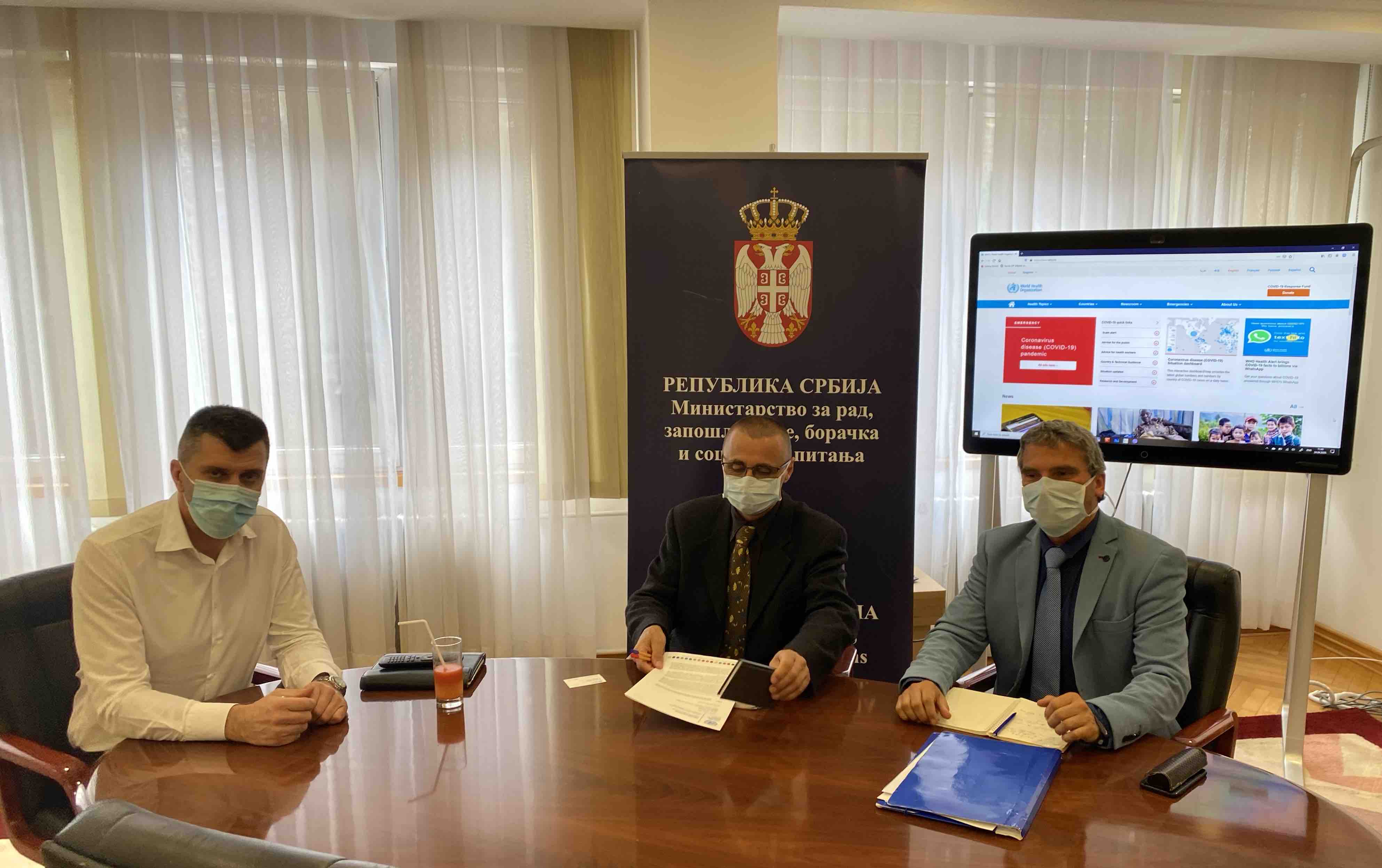 Министарство за рад, запошљавање, борачка и социјална питања и Светска здравствена организација у борби против епидемије COVID – 19