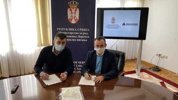 Компанија „Magna Seatingˮ из Оџака упутио донацију Министарству за рад, запошљавање, борчака и социјална питања