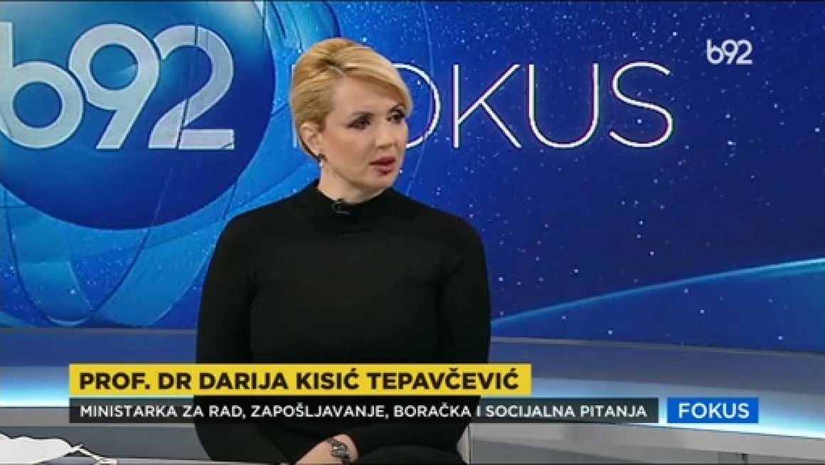 Министарка Кисић Тепавчевић у емисији "Фокус" на ТВ Б92 о поступању социјалних радница у Блацу