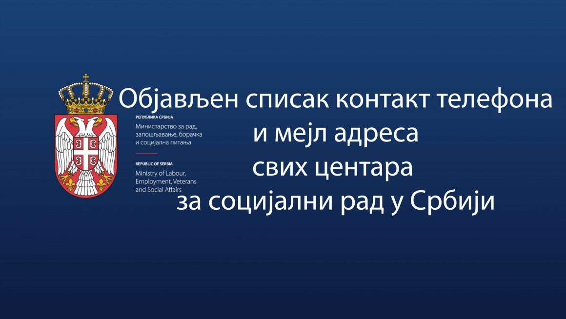 Објављен списак контакт телефона и мејл адреса свих центара за социјални рад у Србији