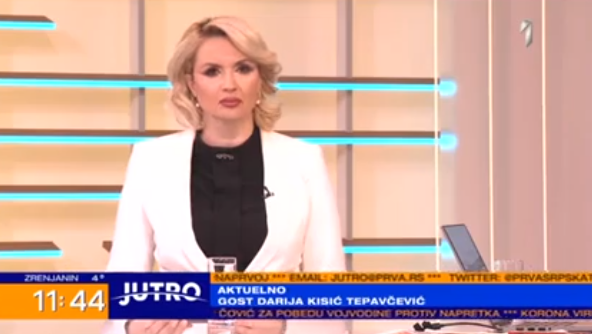 Министарка Кисић Тепавчевић у емисији *Јутро* на ТВ Прва