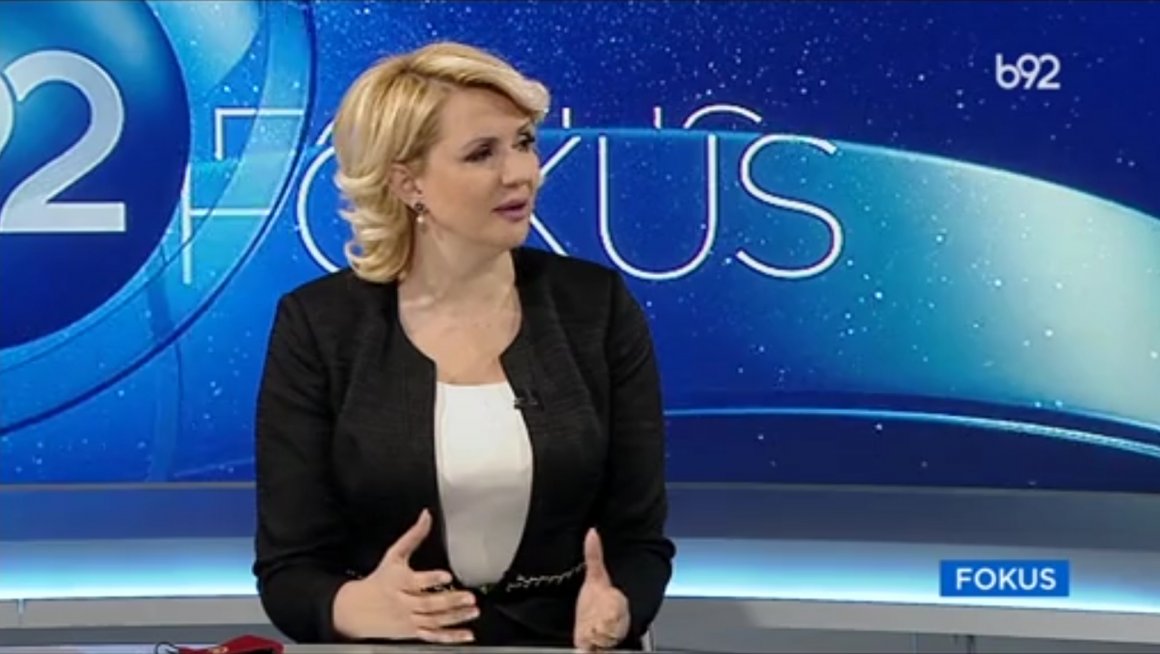 Дарија Кисић Тепавчевић гост у емисији Фокус на телевизији "B92"