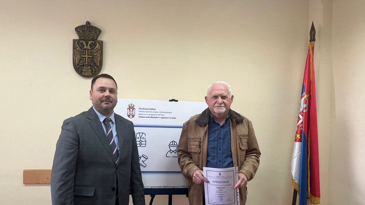 Управа за безбедност и здравље на раду доделила прву обновљену лиценцу одговорном лицу 